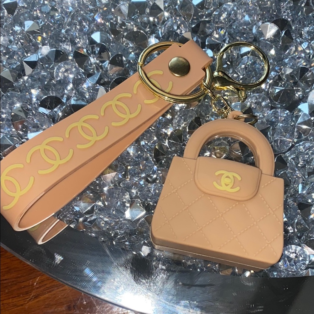 lux inspired Beige Keychain and bag charm